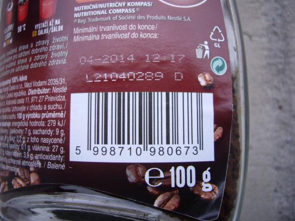 Čárkový kód Nescafé - Classic 100g